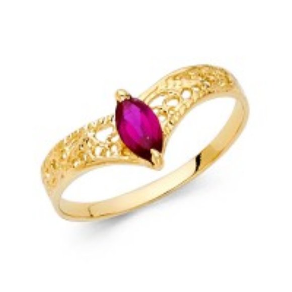 14k Yellow Gold Ruby Engagement Filigree Ring